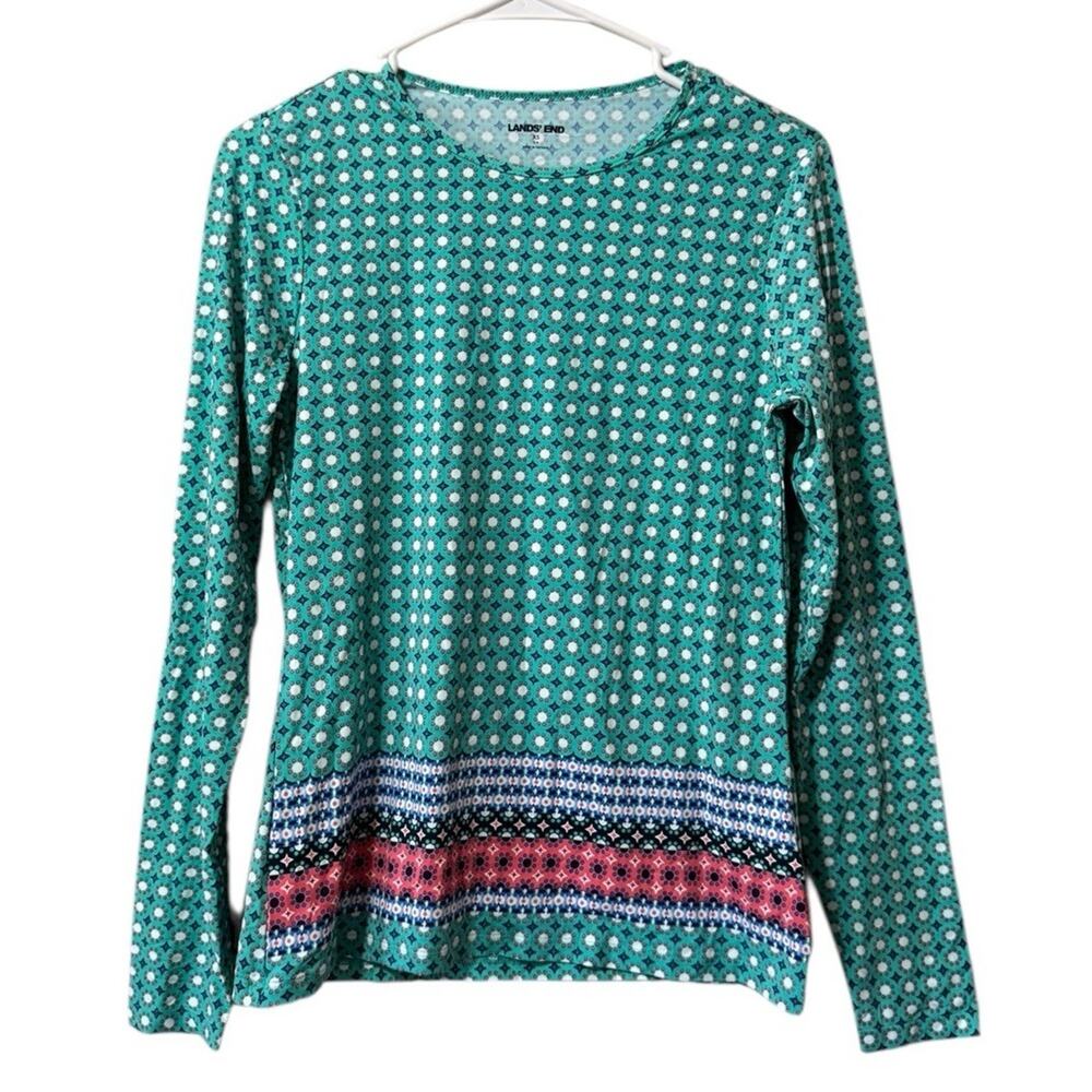 Lands End Women Size XS Long Sleeve Stretch Lightweight Colorful Modern Summer‎